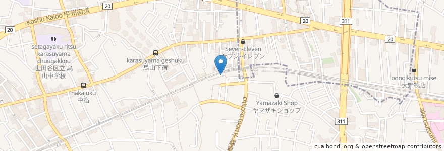 Mapa de ubicacion de 京王サイクルパーク en Japonya, 東京都, 世田谷区.