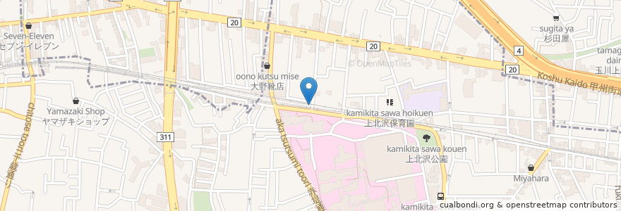Mapa de ubicacion de 八幡山東 en 日本, 東京都.