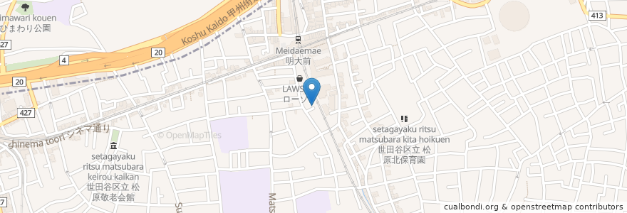 Mapa de ubicacion de 明大前南 en Japan, Tokyo, Setagaya.