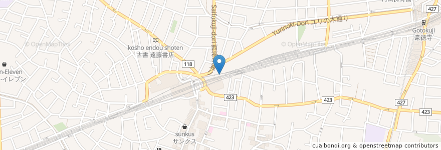 Mapa de ubicacion de 小田急経堂第一駐輪場 en Jepun, 東京都, 世田谷区.