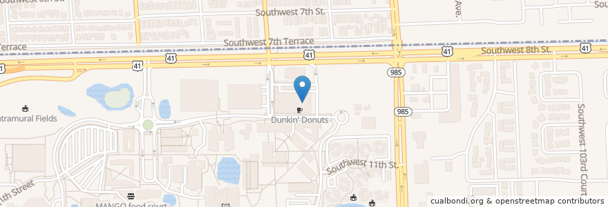 Mapa de ubicacion de Moe's Southwest Grill en Estados Unidos Da América, Flórida, Condado De Miami-Dade.