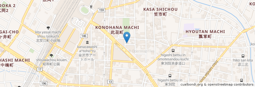 Mapa de ubicacion de かじ亭 en 日本, 石川県, 金沢市.