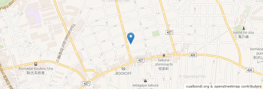 Mapa de ubicacion de チェリンコ en Jepun, 東京都, 世田谷区.