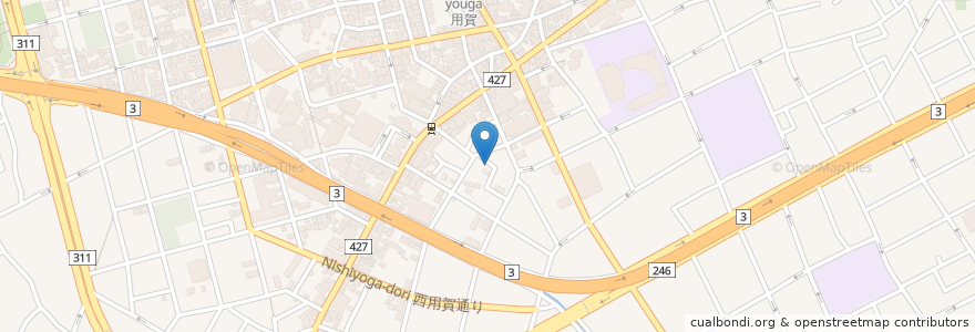 Mapa de ubicacion de 用賀二丁目 en Giappone, Tokyo, 世田谷区.