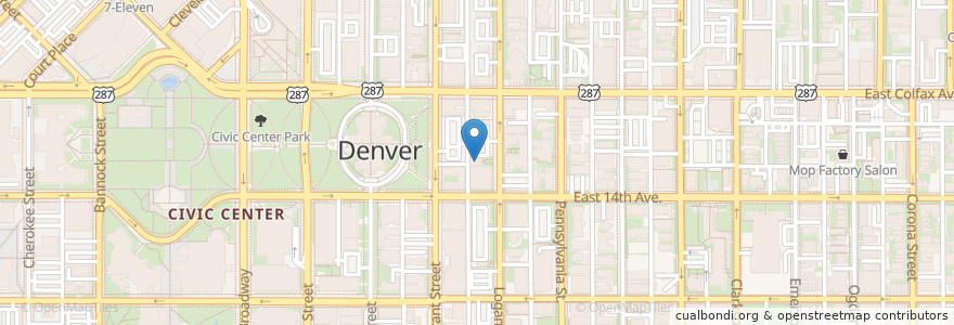 Mapa de ubicacion de Christian Science Reading Room en United States, Colorado, Denver County, Denver.