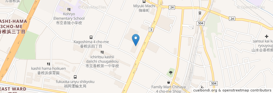 Mapa de ubicacion de サイゼリヤ en 일본, 후쿠오카현, 후쿠오카, 東区.