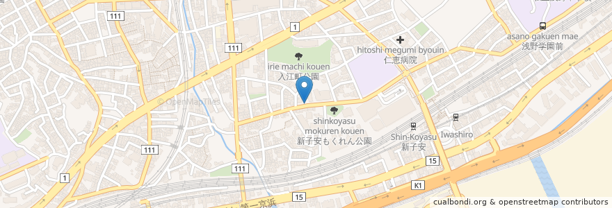 Mapa de ubicacion de カソリック新子安教会 en 日本, 神奈川県, 横浜市, 神奈川区.