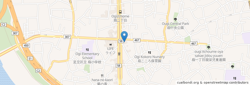 Mapa de ubicacion de かるび家 en Japon, Tokyo, 足立区.