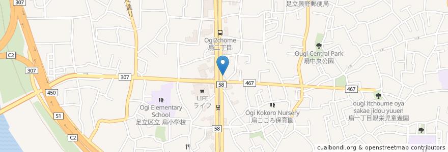 Mapa de ubicacion de 青い鳥歯科医院 en Japão, Tóquio, 足立区.