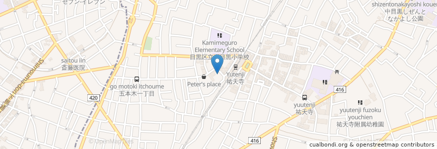 Mapa de ubicacion de 祐天寺駅西口第一 en اليابان, 東京都, 目黒区.