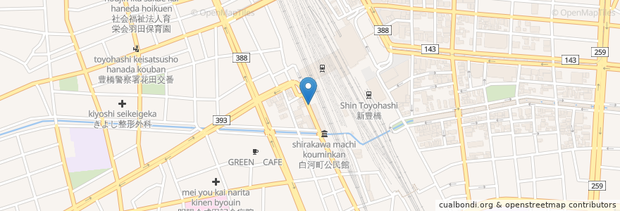 Mapa de ubicacion de うおわら en Jepun, 愛知県, 豊橋市.