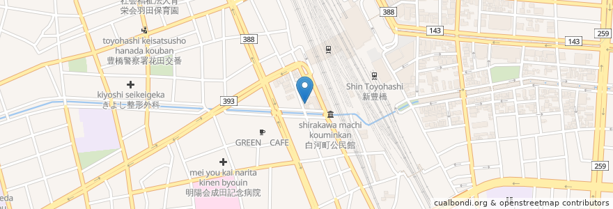 Mapa de ubicacion de 七味屋 en Japan, Präfektur Aichi, 豊橋市.