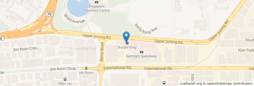 Mapa de ubicacion de Burger King en Singapura, Southwest.