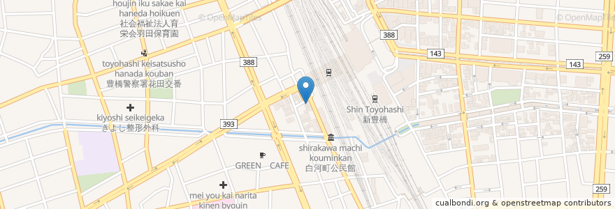 Mapa de ubicacion de だいだいや en Japan, 愛知県, 豊橋市.