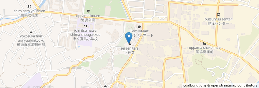 Mapa de ubicacion de 正禅寺 en Japón, Prefectura De Kanagawa, 横須賀市.