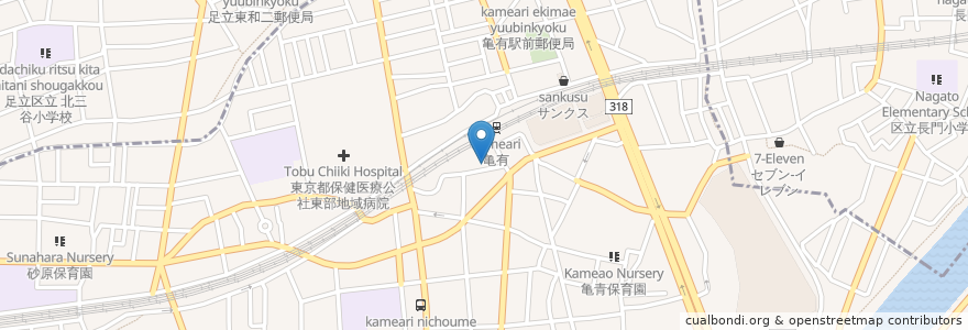 Mapa de ubicacion de 亀有駅南口公園下 en Япония, Токио, Адати.