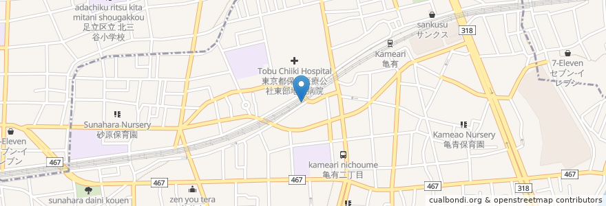 Mapa de ubicacion de 亀有西 en Japan, Tokio, 足立区.