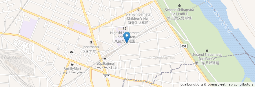 Mapa de ubicacion de 新柴又 高架下第二 en 日本, 東京都, 葛飾区.