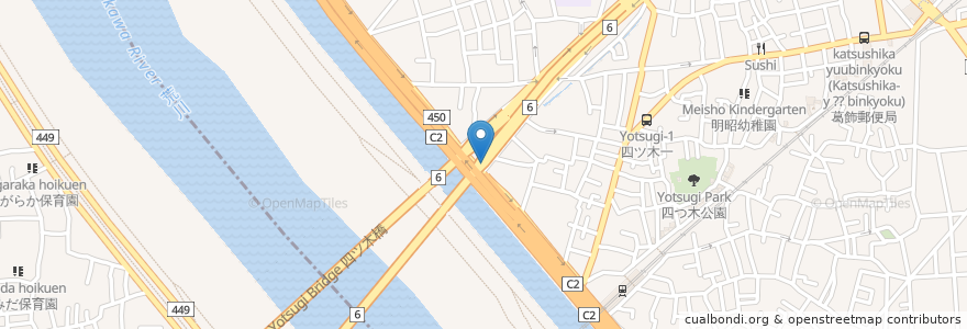 Mapa de ubicacion de 四つ木北 en 일본, 도쿄도, 葛飾区.