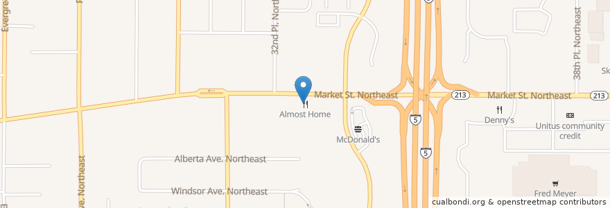Mapa de ubicacion de Almost Home en 美利坚合众国/美利堅合眾國, 俄勒冈州/俄勒岡州, Marion County, Salem.