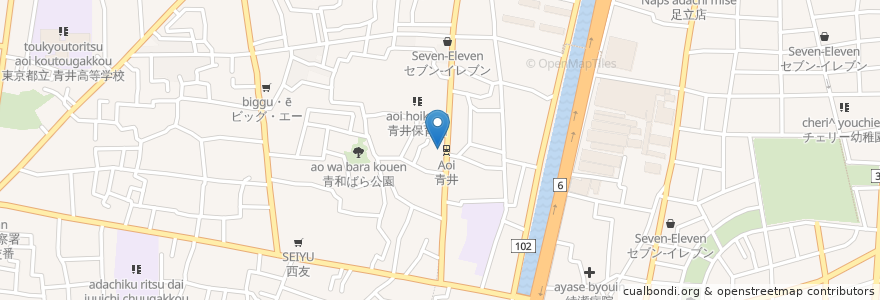 Mapa de ubicacion de 青井駅 en Japan, Tokio, 足立区.