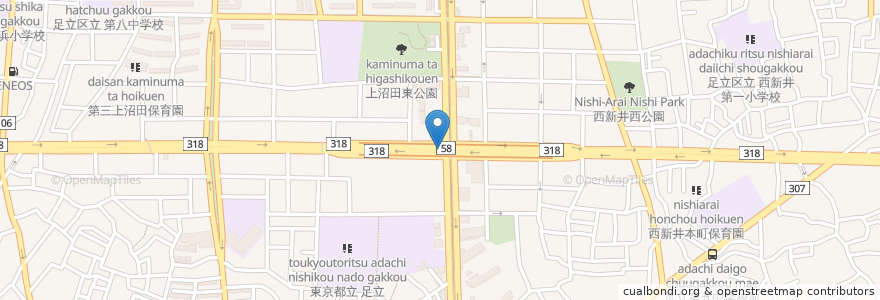 Mapa de ubicacion de 江北陸橋下 en Japon, Tokyo, 足立区.