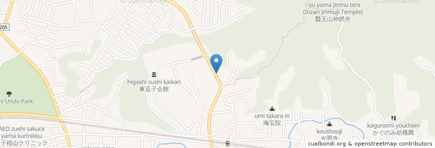 Mapa de ubicacion de 自販機 en 日本, 神奈川県, 逗子市.