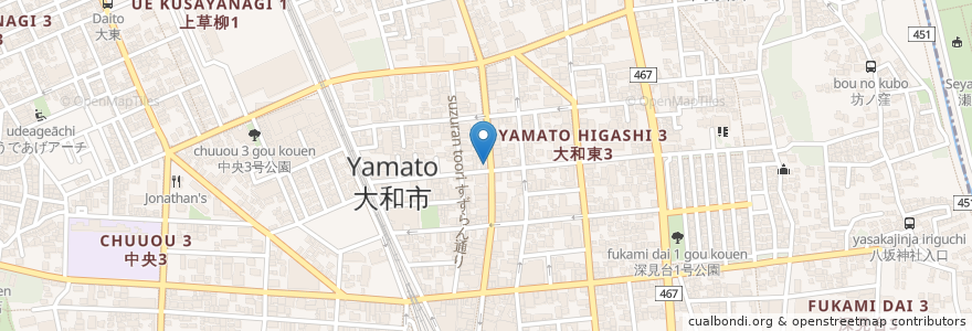 Mapa de ubicacion de こころ en Japan, Kanagawa Prefecture, Yamato.