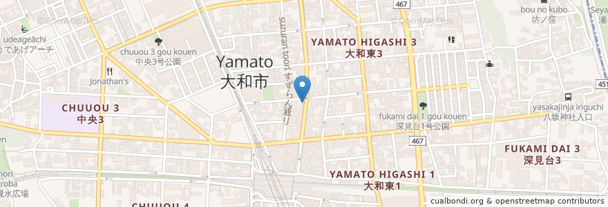 Mapa de ubicacion de ぐでん en 일본, 가나가와현, 大和市.