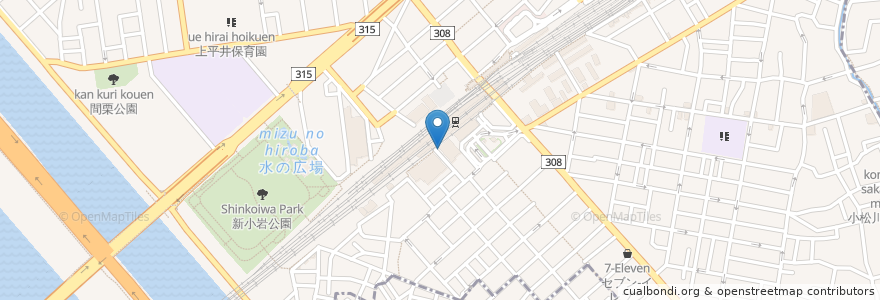 Mapa de ubicacion de クッターナ新小岩Ａ棟地下 en 일본, 도쿄도, 葛飾区.