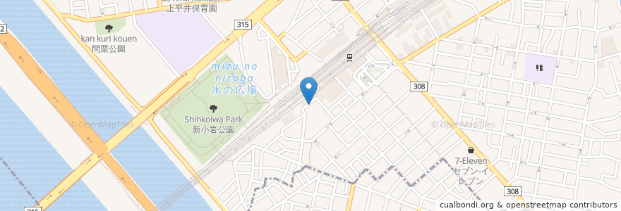 Mapa de ubicacion de 新小岩南口 en 日本, 東京都, 葛飾区.