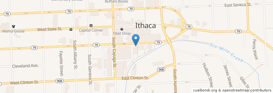 Mapa de ubicacion de Green Street Pharmacy en الولايات المتّحدة الأمريكيّة, نيويورك, Tompkins County, Ithaca Town, Ithaca.