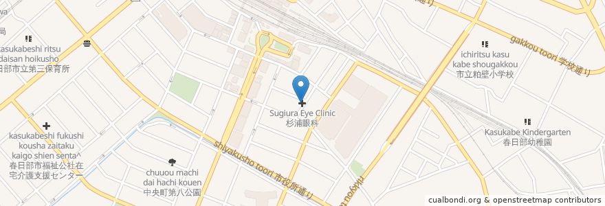 Mapa de ubicacion de 杉浦眼科 en Japão, 埼玉県, 春日部市.