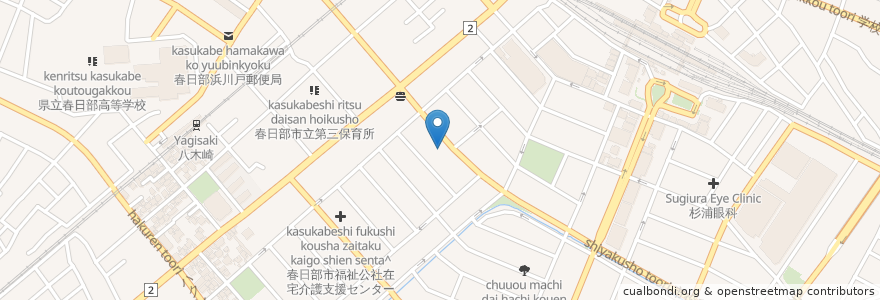 Mapa de ubicacion de 和食れすとらん天狗 en 日本, 埼玉県, 春日部市.