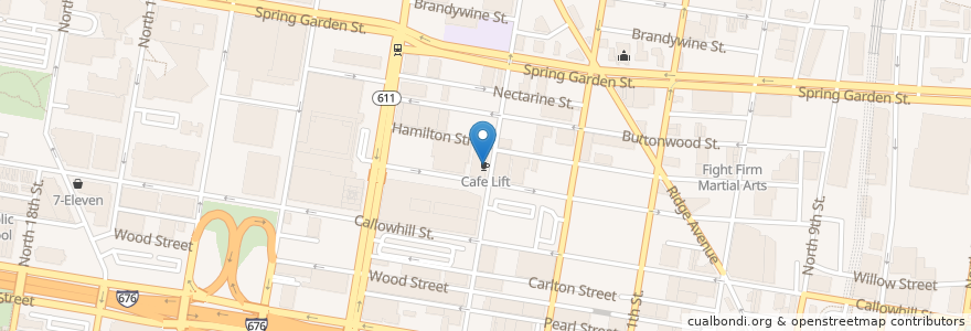 Mapa de ubicacion de Cafe Lift en Amerika Syarikat, Pennsylvania, Philadelphia County, Philadelphia.