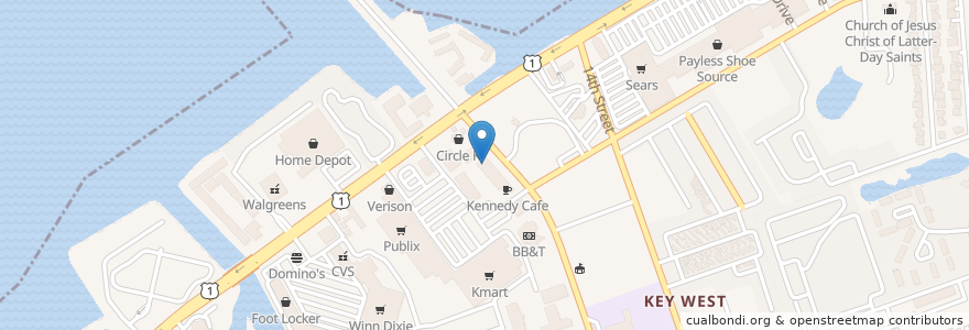 Mapa de ubicacion de CP's en Verenigde Staten, Florida, Monroe County, Key West.