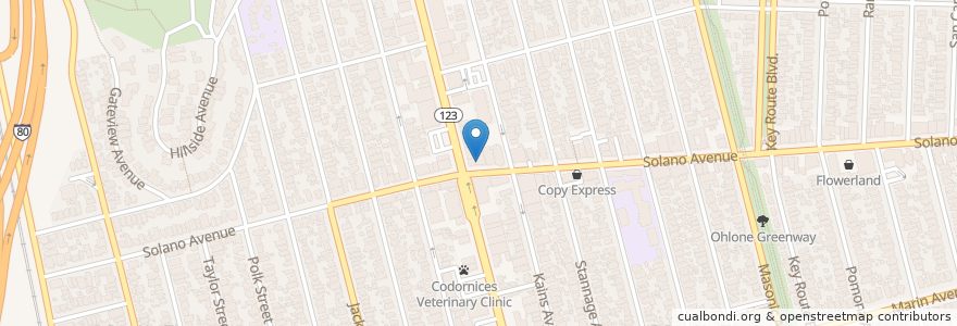 Mapa de ubicacion de Sugata en Amerika Syarikat, California, Alameda County, Albany.