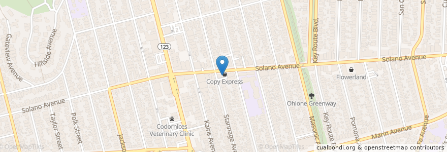 Mapa de ubicacion de Eunice Gourmet Cafe en Amerika Birleşik Devletleri, Kaliforniya, Alameda İlçesi, Albany.