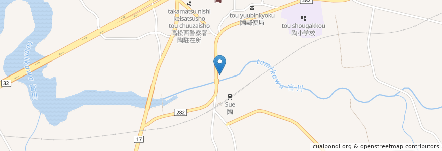 Mapa de ubicacion de 赤坂製麺所 en 일본, 가가와현, 綾歌郡, 綾川町.