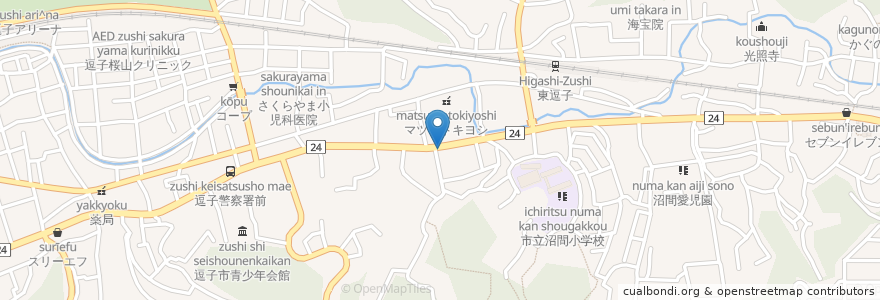 Mapa de ubicacion de 自販機 en Jepun, 神奈川県, 逗子市.