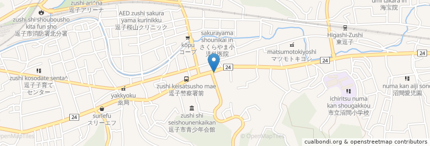 Mapa de ubicacion de 自販機 en اليابان, كاناغاوا, 逗子市.
