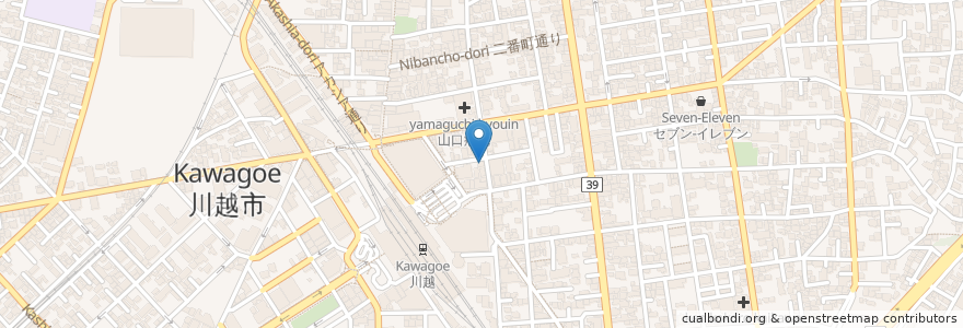Mapa de ubicacion de 居酒屋ビッグ(大)川越駅前店 en 日本, 埼玉県, 川越市.