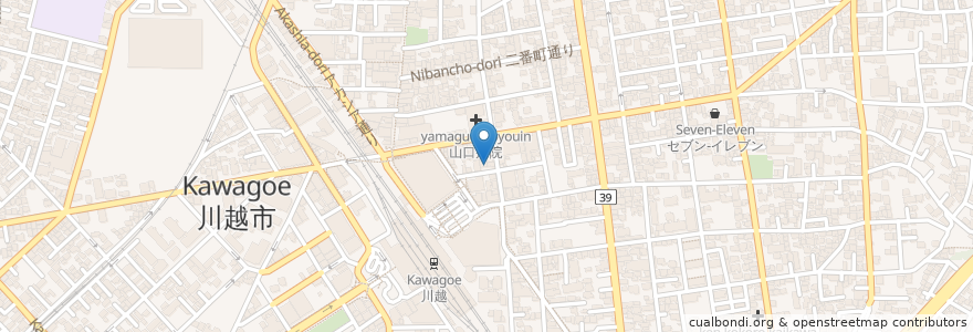 Mapa de ubicacion de 屋台武者虎 en 日本, 埼玉県, 川越市.
