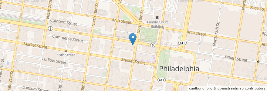 Mapa de ubicacion de Bank of America en Vereinigte Staaten Von Amerika, Pennsylvania, Philadelphia County, Philadelphia.