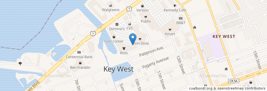 Mapa de ubicacion de Key West Post Office en ایالات متحده آمریکا, فلوریدا, شهرستان مونرو، فلوریدا, Key West.