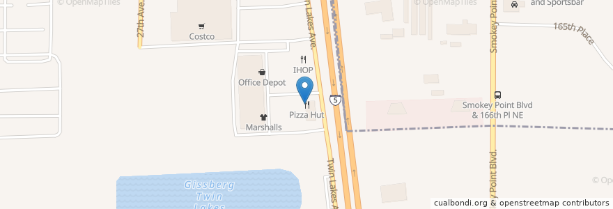 Mapa de ubicacion de Pizza Hut en ایالات متحده آمریکا, واشنگتن, Snohomish County, Marysville.