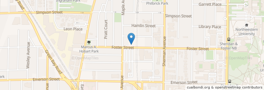 Mapa de ubicacion de Domino's Pizza en Amerika Birleşik Devletleri, Illinois, Evanston.