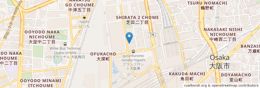 Mapa de ubicacion de 鶏っく en Japan, Präfektur Osaka, 大阪市, 北区.
