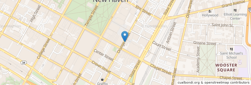 Mapa de ubicacion de G Cafe en 미국, 코네티컷, New Haven County, New Haven.