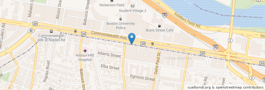 Mapa de ubicacion de Sunset Grill & Tap Cantina en Amerika Birleşik Devletleri, Massachusetts, Suffolk County, Boston.
